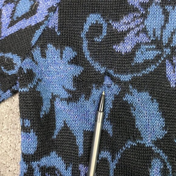 Peruvian Link Alpaca Sweater Women's Medium Blue Black Full Zip Cardigan Peru - Picture 4 of 13